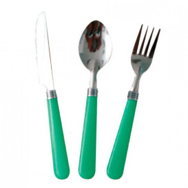 Besteckset Edelstahl Gabel, Messer und Löffel "Water Green" 