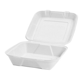 Menübox Zuckerrohr Weiß 24x23x7,7cm (50 Stück)