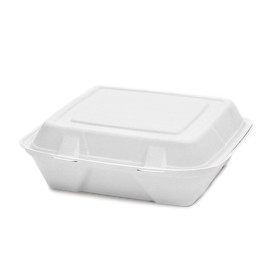 Menübox Zuckerrohr Weiß 24x23x7,7cm (50 Stück)