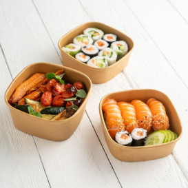 Verpackung Quadratische aus Kraftkarton 350ml 13x13x4,3cm (300 Stück)