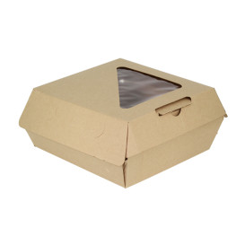 Verpackungen MenuBox aus Kraftkarton mit Fenster 20x20x8,5cm (55 Stück)