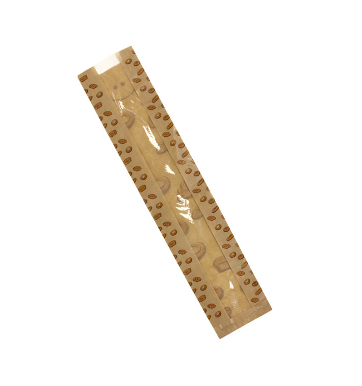 Papiertüten Kraft Fenster "Panes" 14+7x55cm (125 Stück)