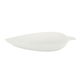 Mini Teller Zuckerrohr Blatt Weiß 9x6cm (50 Stück)