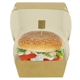 Verpackungen Hamburger aus Kraft Doppeltem Verschlusskarton 12x12x7cm (50 Stück)