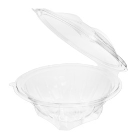 Transparente Salatschale mit Klappdeckel Rund APET 600ml Ø175mm (46 Stück)