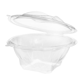 Transparente Salatschale mit Klappdeckel Rund APET 750ml Ø172mm (25 Stück)