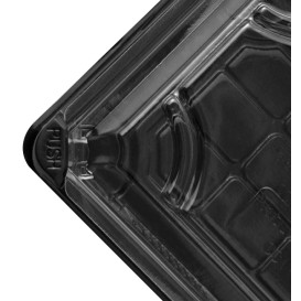 Verpackung mit Deckel Sushi PLA schwarz 13,0x18,0 cm (100 Stück)