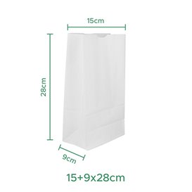 Papiertüten ohne Henkel Kraft-weiss 50g/m² 15+9x28cm (1.000 Stück)
