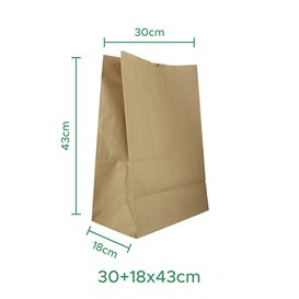 Papiertüten ohne Henkel Kraft braun 75g/m² 30+18x43cm (25 Stück)