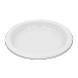 Wiederverwendbare Plastikteller PS Flach weiß 16,5cm (50 Stück)
